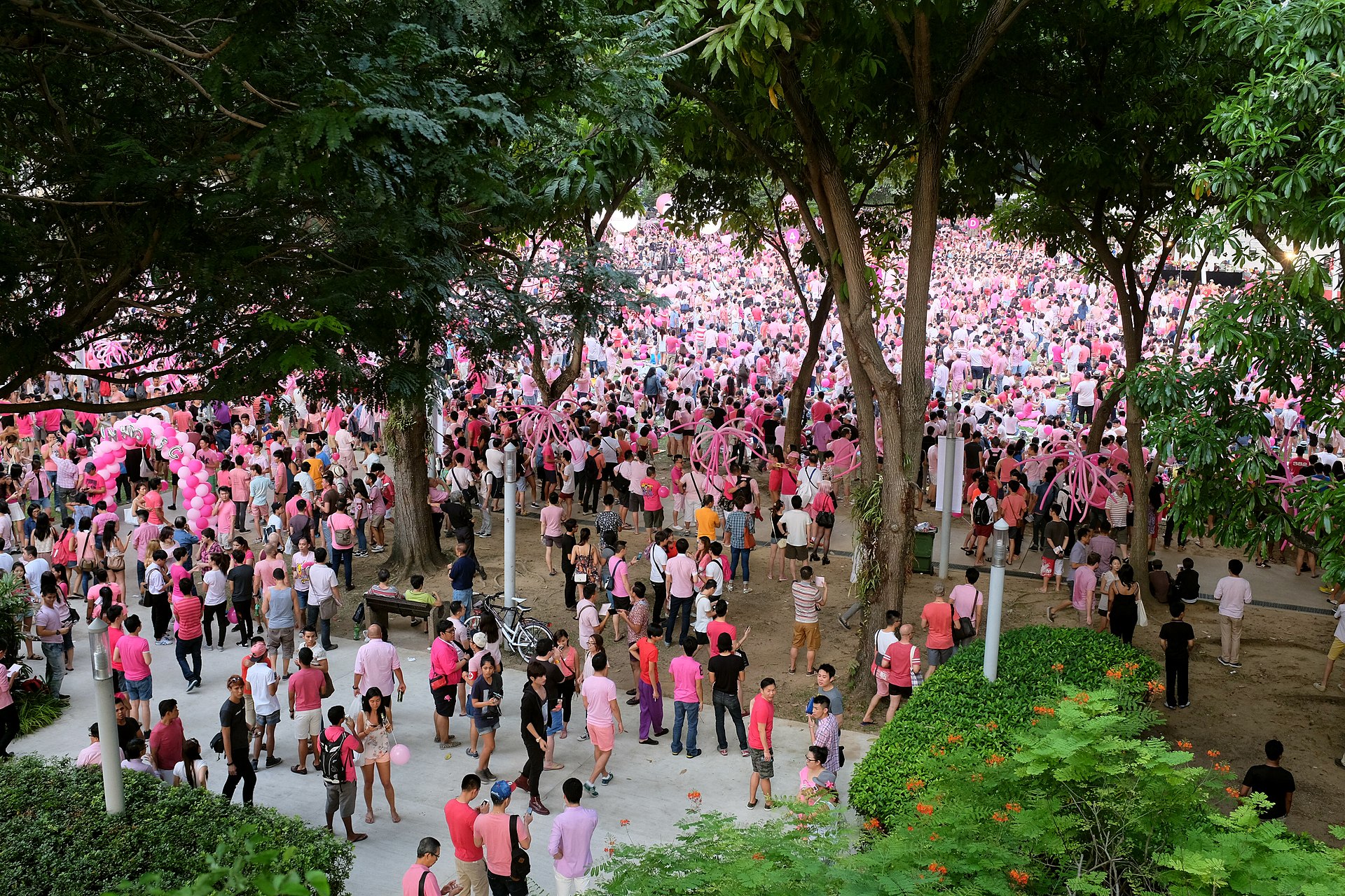 Un "Pink Dot Rally", manifestación LGBT habitual en Singapur.