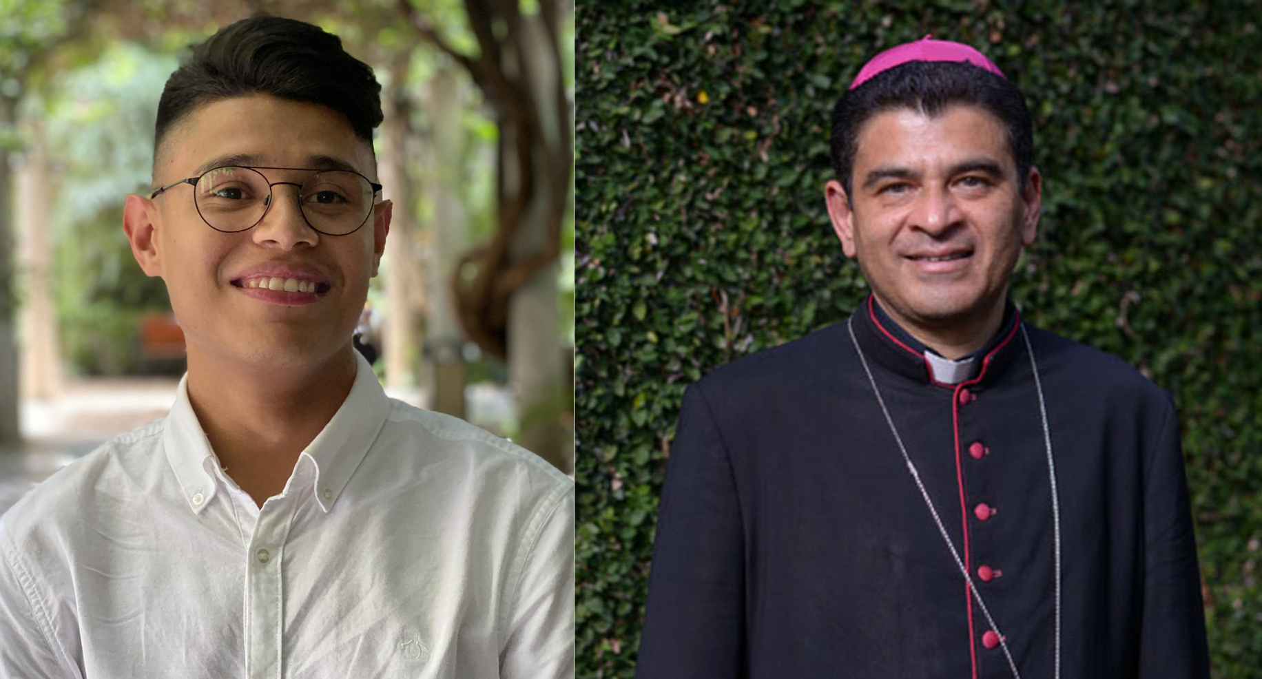 El dirigente estudiantil Lesther Alemán (izquierda) estaría entre los presos políticos desterrados. No así monseñor Rolando Álvarez (derecha), obispo de Matagalpa.
