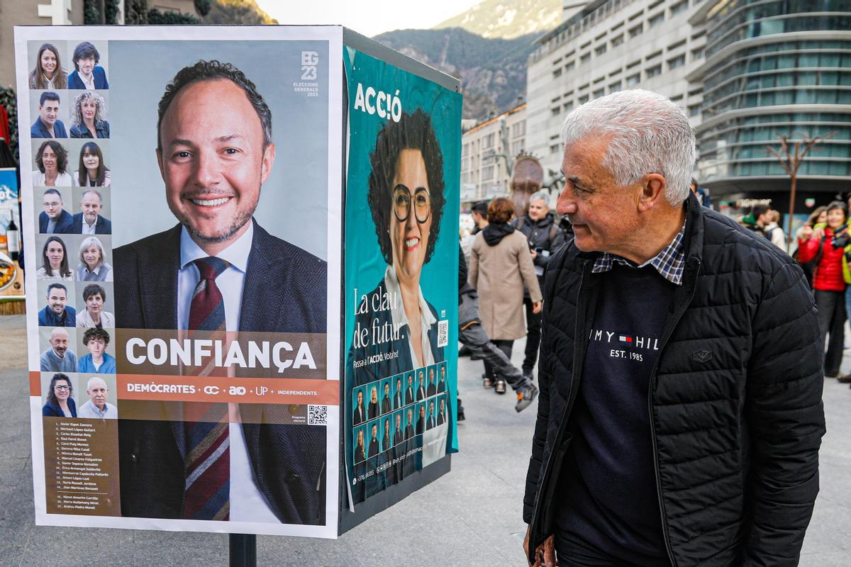Propaganda electoral en Andorra La Vella, capital de Andorra.